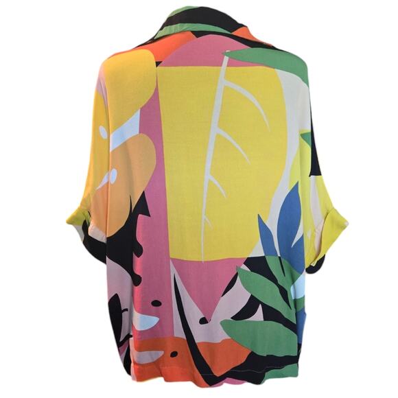 Karlie Tropical Colorful Palm Print Oversized Tunic Top Size Medium - Picture 2 of 5